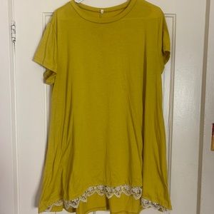 long yellow laced shirt